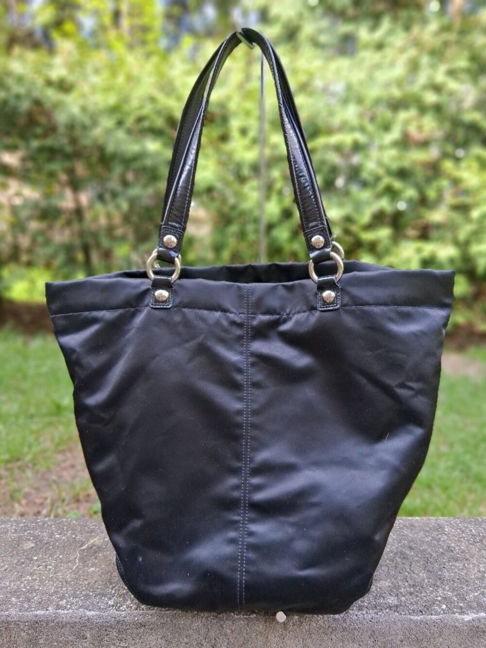 COACH Special Edition Holiday Tote Black Satin-Multicolored Rhinestones - Picture 4 of 9